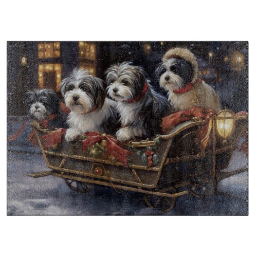 Havanese Kerstfeest Seizoen Snijplank (Voorkant)