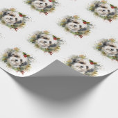 Havanese Kerstkrans Feestelijke Pup Cadeaupapier (Hoek)