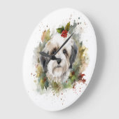 Havanese Kerstkrans Feestelijke Pup Grote Klok (Hoek)