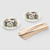 Havanese Kerstkrans Feestelijke Pup Handwaaier (Niet-gemonteerd)