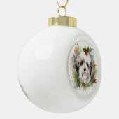 Havanese Kerstkrans Feestelijke Pup Keramische Bal Ornament (Links)