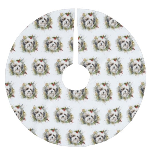 Havanese Kerstkrans Feestelijke Pup Kerstboom Rok (Voorkant)