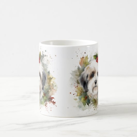 Havanese Kerstkrans Feestelijke Pup Koffiemok (Center)