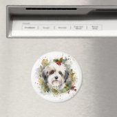 Havanese Kerstkrans Feestelijke Pup Magneet (Insitu (Vaatwasser))