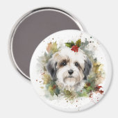 Havanese Kerstkrans Feestelijke Pup Magneet (Voorkant / Achterkant)