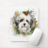 Havanese Kerstkrans Feestelijke Pup Muismat (Met muis)