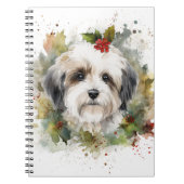 Havanese Kerstkrans Feestelijke Pup Notitieboek (Voorkant)