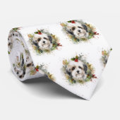 Havanese Kerstkrans Feestelijke Pup Stropdas (Opgerold)