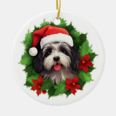 Havanese kerstkrans keramisch ornament (Voorkant)