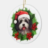 Havanese kerstkrans keramisch ornament (Links)