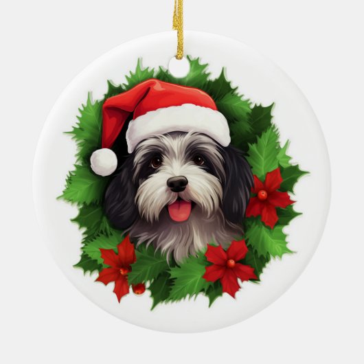 Havanese kerstkrans keramisch ornament (Achterkant)