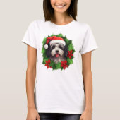 Havanese Kerstkrans T-Shirt (Voorkant)