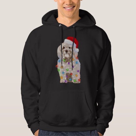 Havanese kerstlights Hondenliefhebber Santa Hat Hoodie (Voorkant)