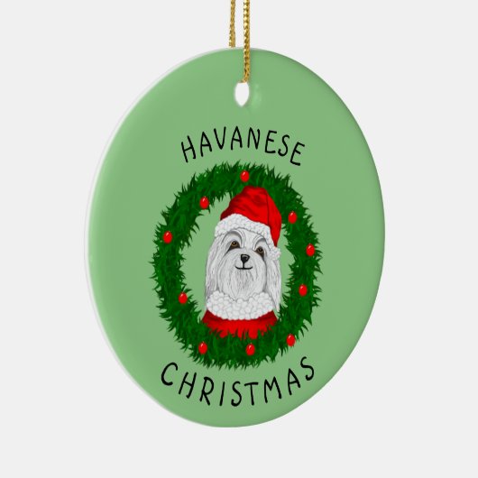 Havanese kerstman Funny Dog citeert kerstman in Wr Keramisch Ornament (Rechts)
