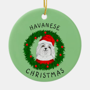 Havanese kerstman Funny Dog citeert kerstman in Wr Keramisch Ornament