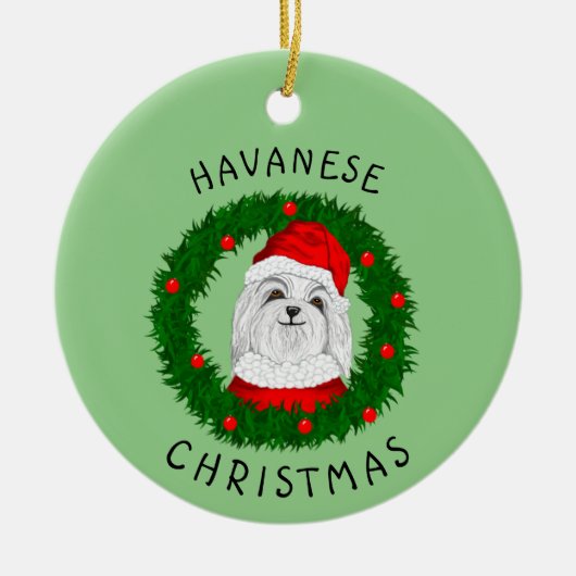 Havanese kerstman Funny Dog citeert kerstman in Wr Keramisch Ornament (Voorkant)