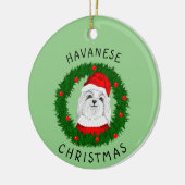 Havanese kerstman Funny Dog citeert kerstman in Wr Keramisch Ornament (Links)
