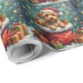 Havanese Kerstman Zak Avontuur Cadeaupapier (Rol Hoek)
