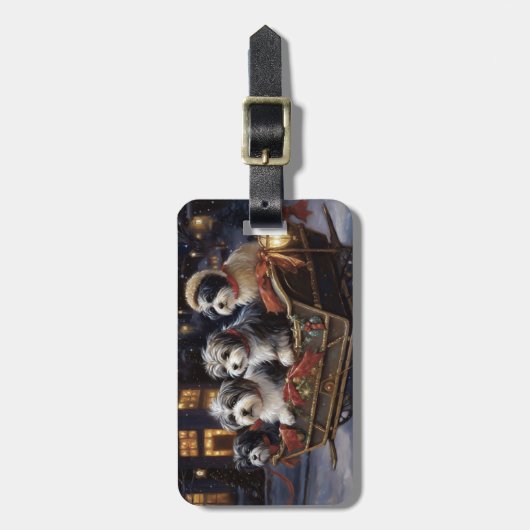 Havanese Kerstmis Feestelijk Seizoen Bagagelabel (Voorkant verticaal)