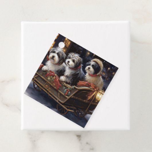 Havanese Kerstmis Feestelijk Seizoen Bedankjes Labels (In situ)