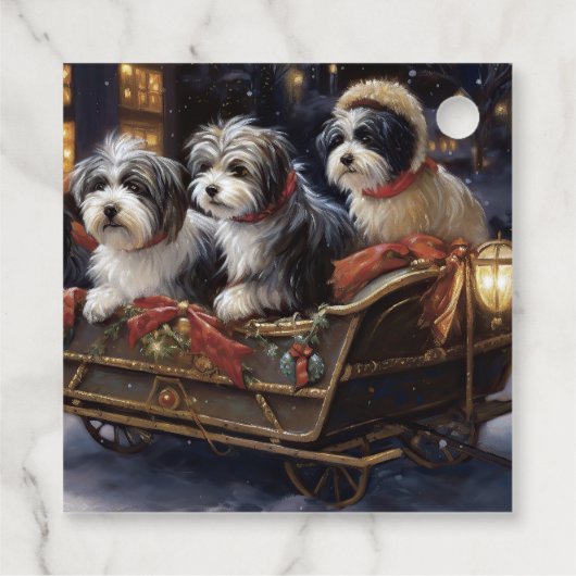 Havanese Kerstmis Feestelijk Seizoen Bedankjes Labels (Achterkant)