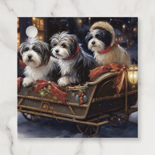 Havanese Kerstmis Feestelijk Seizoen Bedankjes Labels (Voorkant)