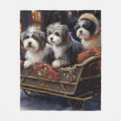 Havanese Kerstmis Feestelijk Seizoen Fleece Deken (Voorkant)
