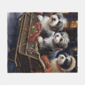 Havanese Kerstmis Feestelijk Seizoen Fleece Deken (Voorkant (Horizontaal))