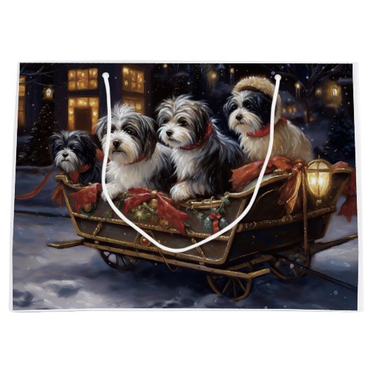 Havanese Kerstmis Feestelijk Seizoen Groot Cadeauzakje (Voorkant)