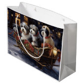 Havanese Kerstmis Feestelijk Seizoen Groot Cadeauzakje (Achterkant Gekanteld)
