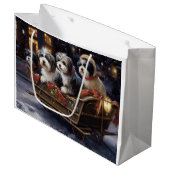 Havanese Kerstmis Feestelijk Seizoen Groot Cadeauzakje (Voorkant Gekanteld)