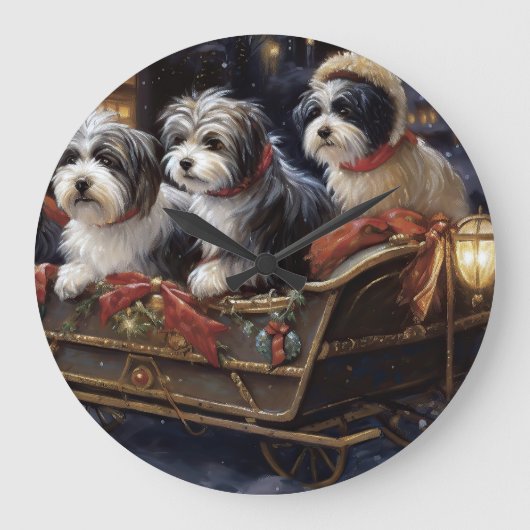 Havanese Kerstmis Feestelijk Seizoen Grote Klok (Voorkant)