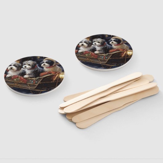 Havanese Kerstmis Feestelijk Seizoen Handwaaier (Niet-gemonteerd)