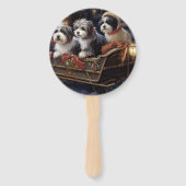 Havanese Kerstmis Feestelijk Seizoen Handwaaier (Voorkant)