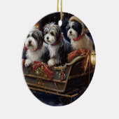 Havanese Kerstmis Feestelijk Seizoen Keramisch Ornament (Rechts)