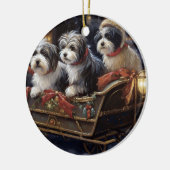 Havanese Kerstmis Feestelijk Seizoen Keramisch Ornament (Links)