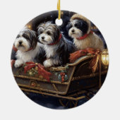 Havanese Kerstmis Feestelijk Seizoen Keramisch Ornament (Achterkant)