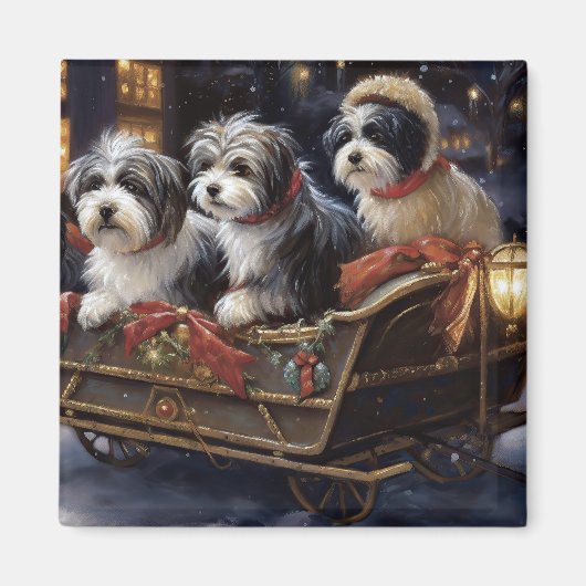 Havanese Kerstmis Feestelijk Seizoen Magneet (Voorkant)