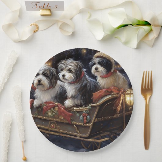 Havanese Kerstmis Feestelijk Seizoen Papieren Bordje (Huwelijk)