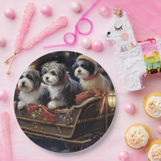 Havanese Kerstmis Feestelijk Seizoen Papieren Bordje (Feest)