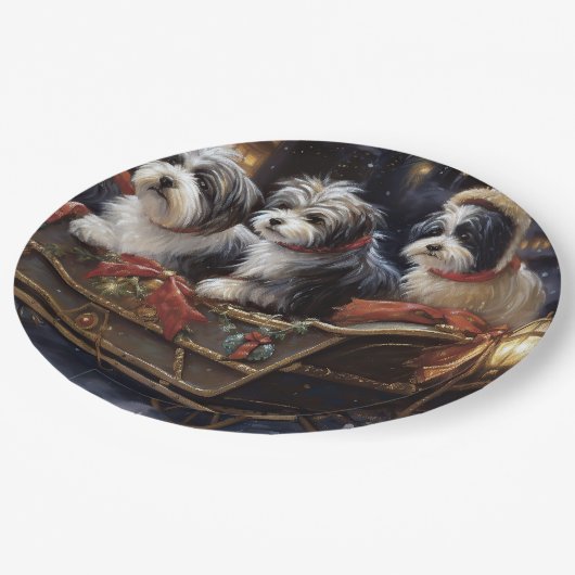 Havanese Kerstmis Feestelijk Seizoen Papieren Bordje (Gekanteld)