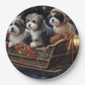 Havanese Kerstmis Feestelijk Seizoen Papieren Bordje (Voorkant)