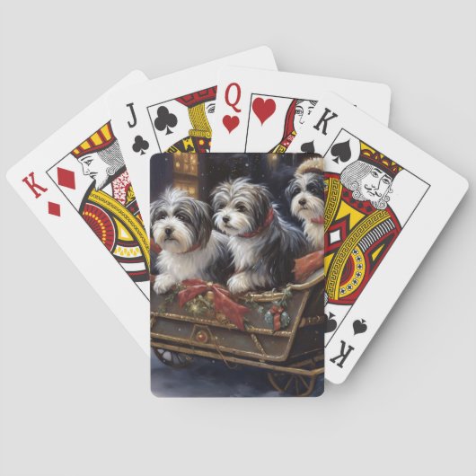 Havanese Kerstmis Feestelijk Seizoen Pokerkaarten (Achterkant)