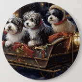 Havanese Kerstmis Feestelijk Seizoen Ronde Button 6,0 Cm (Voorkant)