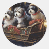Havanese Kerstmis Feestelijk Seizoen Ronde Sticker (Voorkant)