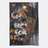 Havanese Kerstmis Feestelijk Seizoen Theedoek (Verticaal)