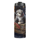 Havanese Kerstmis Feestelijk Seizoen Thermosbeker (Voorkant)
