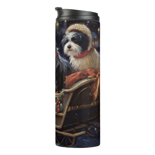 Havanese Kerstmis Feestelijk Seizoen Thermosbeker (Geroteerd rechts)