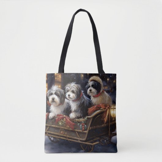 Havanese Kerstmis Feestelijk Seizoen Tote Bag (Voorkant)