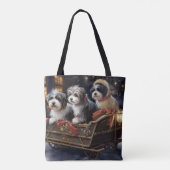 Havanese Kerstmis Feestelijk Seizoen Tote Bag (Achterkant)